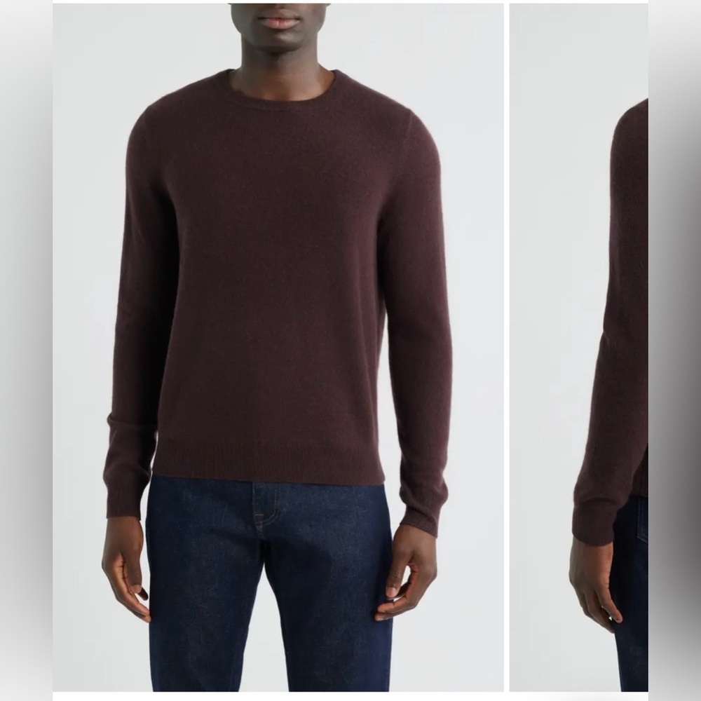Nordstrom Cashmere Men's Burgundy Fudge Crewneck Sweater Size L